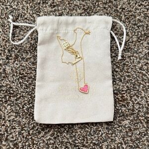 Kendra Scott Gold Necklace with Pink Heart Charm